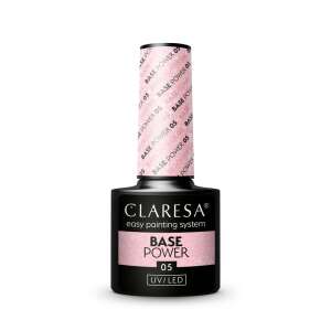 Claresa Base Power 05 UV/LED gel de unghii, bază roz cu sclipici, sistem de vopsire ușor - Unghii artificiale cu gel