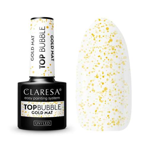 Claresa Top Bubble Gold Matt UV/LED Gel-Decklack mit goldenen Glitzer