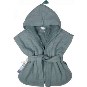 Label-Label kék fürdőköpeny babáknak kapucnival és bojttal - Label Label