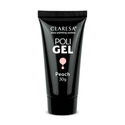 Claresa Poli Gel Peach 30g, łatwy system malowania, żel do budowania paznokci, kolor brzoskwiniowy