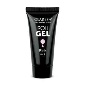 Claresa Poli Gel Pink 30g, einfaches Lackiersystem, Nagelaufbaugel, rosa Farbe - Künstliches Nagelgel