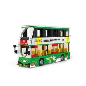 WANGE® Autobuz turistic cu două etaje, blocuri de construcție, 456 piese, compatibil cu Lego, verde și alb, asamblat - Jocuri de constructie - Lego
