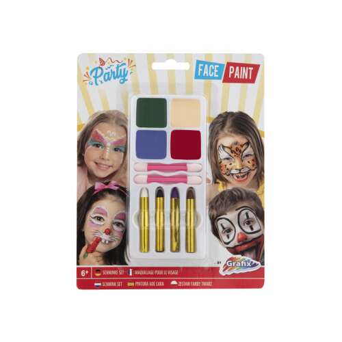 Grafix Party Arcfesték készlet, 4 szín, 4 ceruza, 2 applikátor