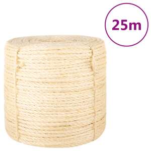 vidaXL 25m sfoară din sisal, 6 mm diametru, naturală, pentru artizanat, grădinărit, stâlpi de zgâriat pentru pisici - Fixator