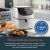 Cosori Premium air fryer in kitchen setting with cooked food and 2-year warranty badge
