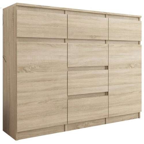 Modern 6 fiókos 2 ajtós komód sonoma színben