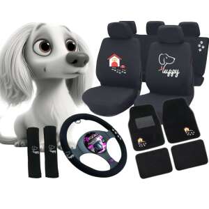 Puppy kutyás autós szett: üléshuzatok, kormányvédő, öv párna és autószőnyegek - Nonbrand Autó üléshuzat