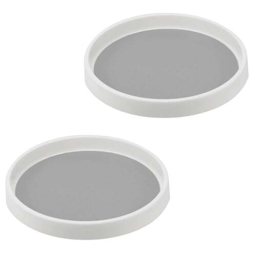 2er Pack weißer und grauer drehbarer Aufbewahrungstabletts, 25 cm Durchmesser