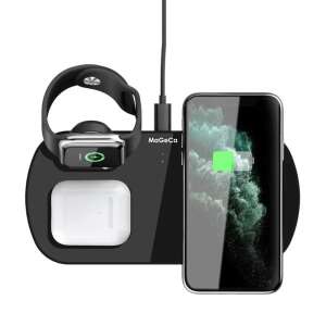 3-in-1 wireless charging station for iPhone, Apple Watch, and AirPods, black - Wireless Charger