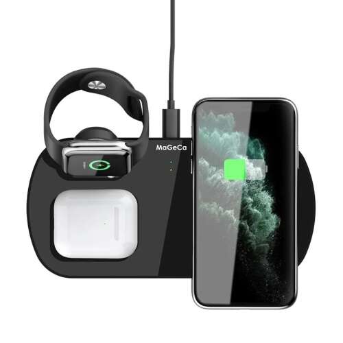 3-in-1 wireless charging station for iPhone, Apple Watch, and AirPods, black