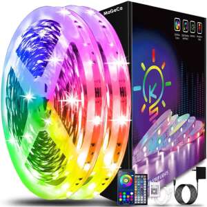 Set de benzi LED RGB MaGeCa 5050, 10 metri, cu control prin aplicație/Bluetooth/telecomanda, schimbarea culorilor în ritmul muzicii, luminozitate reglabilă, 12V, multicolor - Benzi cu LED-uri