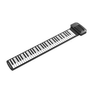 MaGeCa 61-Key Multifunctional Foldable Piano, Portable Design, Recording Function, 128 Tones, 128 Rhythms, 14 Demo Songs, Built-in Speaker, MIDI Output, Black