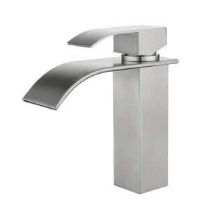 MaGeCa Waterfall Basin Mixer Tap, Stainless Steel, Single Lever, Connectors Included, Ceramic Cartridge, Modern Design, 18 cm high, Chrome