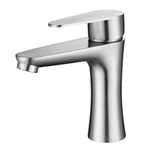 MaGeCa Kitchen Sink Faucet, Stainless Steel, Connections Included, Ceramic Cartridge, Modern Design, 15 cm High, Silver