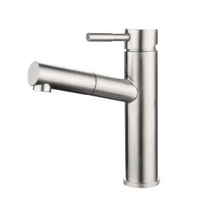 MaGeCa Pull-Out Kitchen Faucet with Stainless Steel Sprayer, Connections and Accessories Included, Ceramic Cartridge, Modern Design, Silver