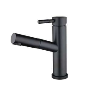 MaGeCa Pull-Out Kitchen Faucet with Stainless Steel Sprayer, Connections and Accessories Included, Ceramic Cartridge, Modern Design, Black
