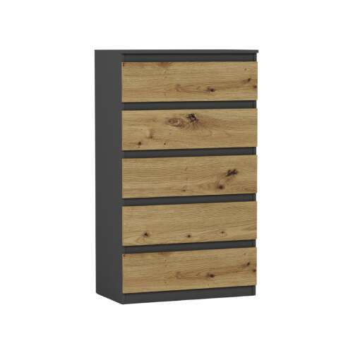 Comoda cu 5 sertare - R5 - antracit - stejar artizanal chest of drawers with 5 drawers, anthracite, artisan oak