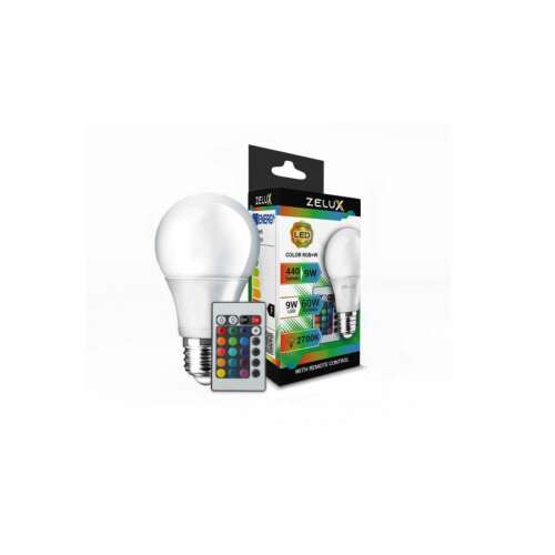 Zelux LED RGB A60 9W E27 Smart-Glühbirne mit Fernbedienung, Farbwechsel, warmweiß, 2700K