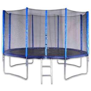 Kerek trambulin biztonsági hálóval és létrával, 396 cm átmérő, 150 kg teherbírás - Trambulin