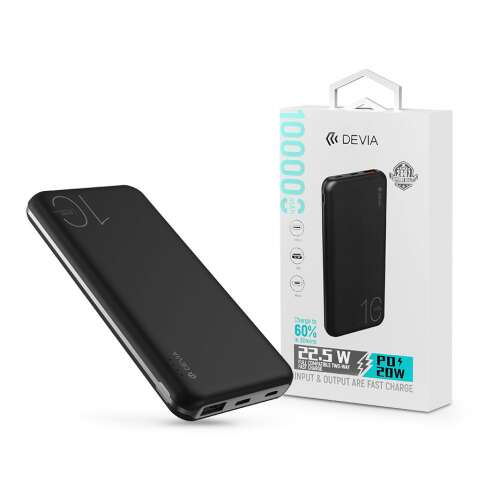 Devia Smart Series 22.5W Full Compatible Power Bank - USB + Type-C + microUSB + PD - 10.000 mAh - black