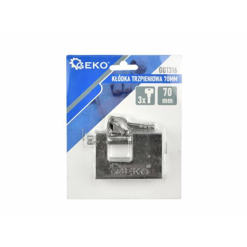 Padlock with horizontal latch, 70 mm, Geko G01316