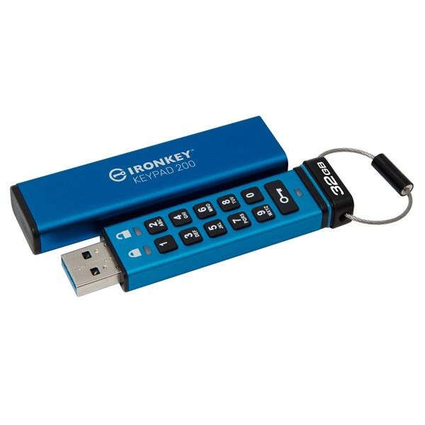 Kingston 32gb ironkey keypad 200 usb3.2 blue
