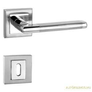 Daniella square rosette satin chrome door handle - Door