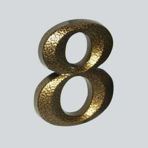 Antyczny brązowy numer domu 8, metalowy numer drzwi