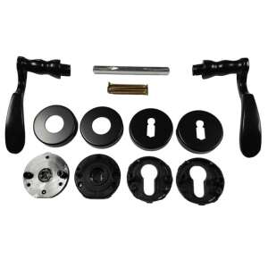 Martin Körrozettás Fekete Szín BB Gomb/Kilincs door handle set, black, includes all parts - Gomboss Door Knobs & Handle