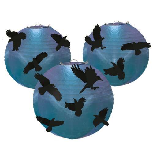Rémisztő Madár Mintás Függő Lampion, 3 db-os