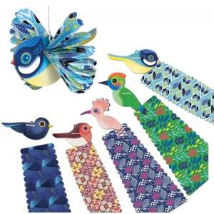 Crealign Colorful Birds Fan Folding Kit - 5 colorful birds to fold and decorate your room - Crealign