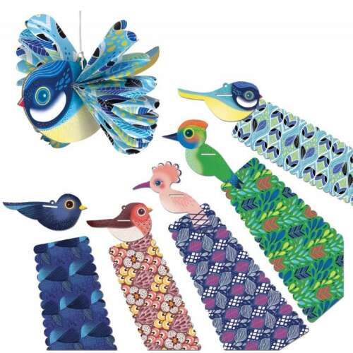 Crealign Colorful Birds Fan Folding Kit - 5 colorful birds to fold and decorate your room