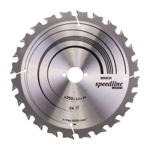 Disc de ferăstrău circular Bosch Speedline Wood 250 mm pentru lemn, 24 dinți, 3,2 mm lățime de tăiere - Bosch Accesorii fierăstrău circular manual