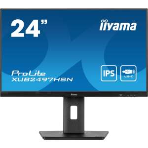iiyama ProLite XUB2497HSN 24 hüvelykes monitor, fekete, elülső nézet - Iiyama