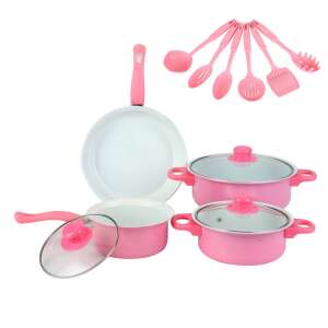 13-piece Non-Stick Cookware Set with Kitchen Utensils Pink G24