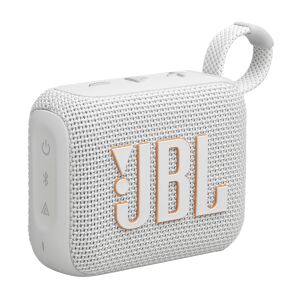 Biały, przenośny głośnik Bluetooth JBL Go 4 z logo. - JBL Głośnik Bluetooth