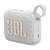JBL Go 4 portable Bluetooth speaker in white, side view, showing charging port
