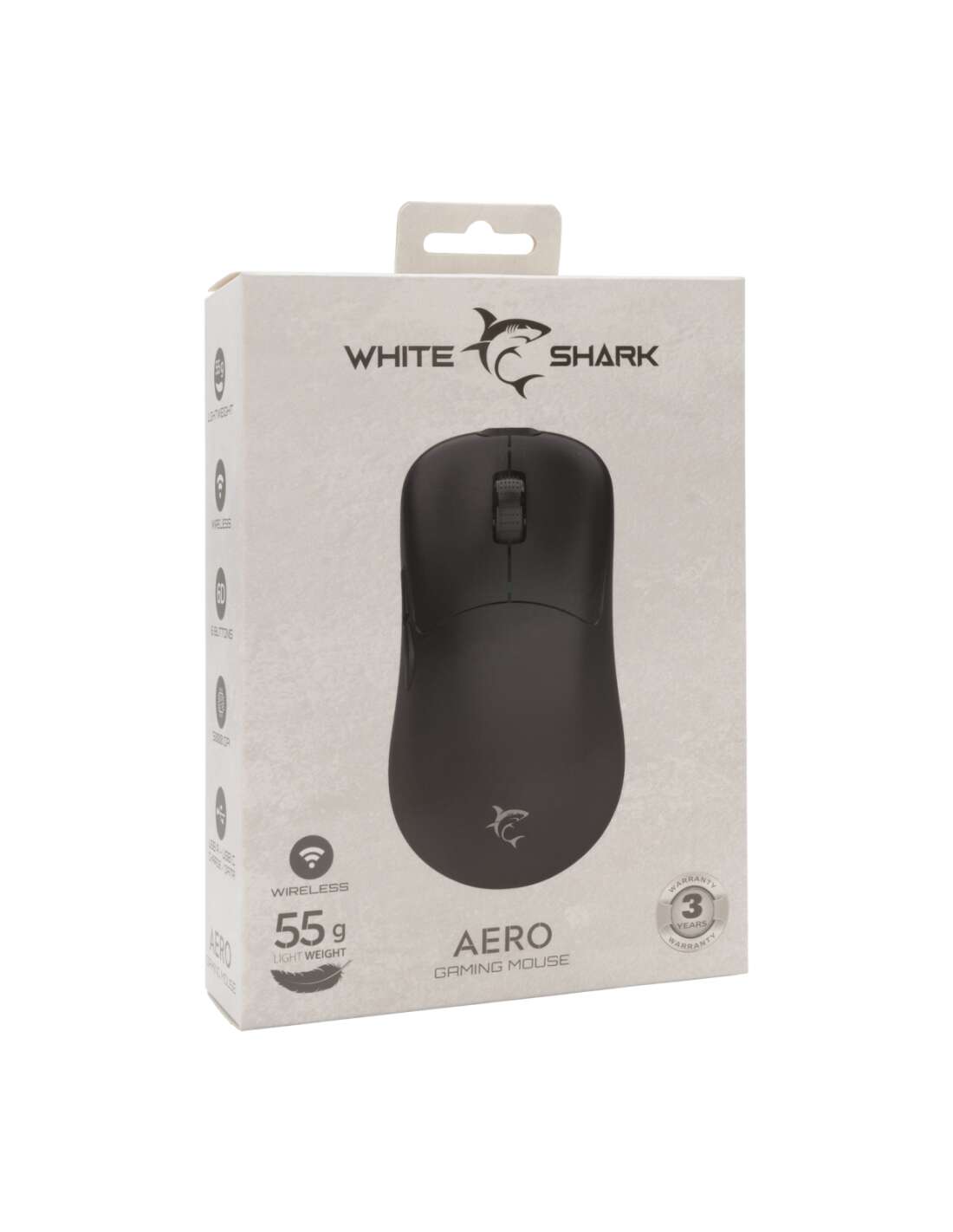 White Shark AERO-B, WGM-5015B vezeték nélküli gamer egér,6D, feke...