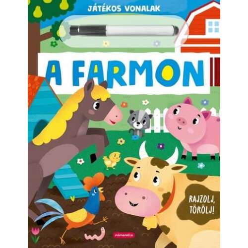 A Farmon törölhető rajzoló füzet gyerekeknek, farmi állatokkal, tökéletes a tanuláshoz és a szórakozáshoz