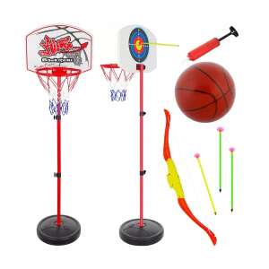 Basketball hoop and archery target set, adjustable height, includes basketball, bow, and arrows - Kruzzel