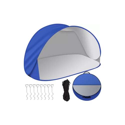 Cort plaja, Trizand, cu protectie UV, husa, albastru, 220x120x100 cm