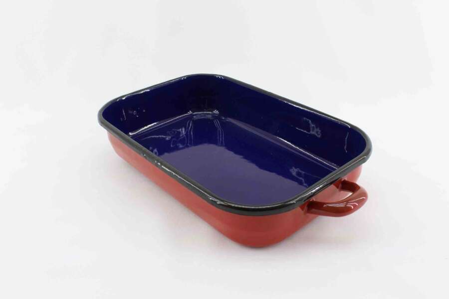 Zománcozott Tepsi - Piros/Sötétkék - 32 cm