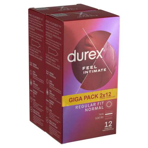 Durex Feel Intimate kondomi, pakiranje od 24 komada, regular fit, normalna veličina, tanke, dodatno silikonsko podmazivanje