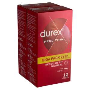 Презервативи Durex Feel Thin, Giga Pack 2x12, Regular Fit, Normalni, Тънки, 12 презерватива в опаковка