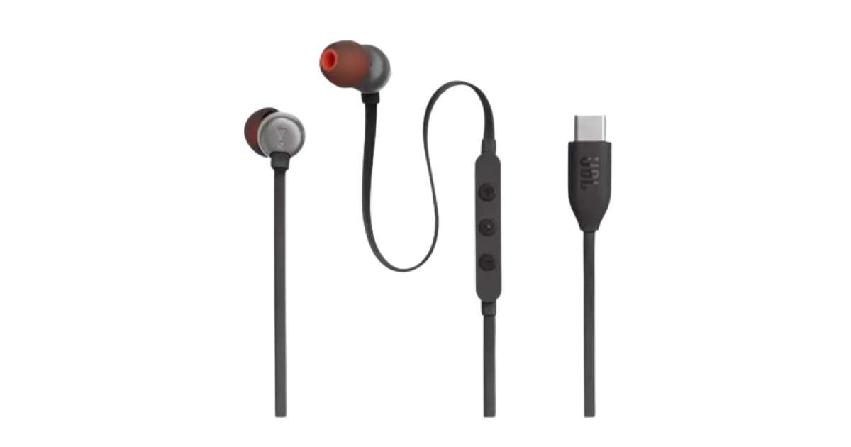 JBL T310C Wired earphones with USB C connection Black Pepita