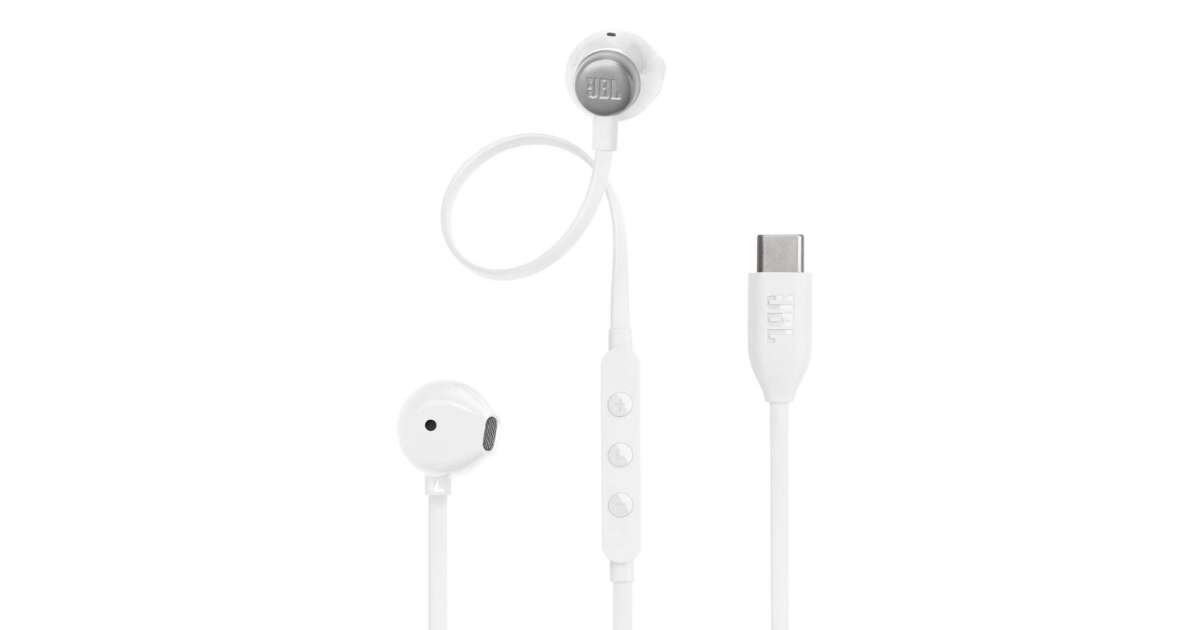 JBL T305C Wired Earbuds with USB-C Connector, White