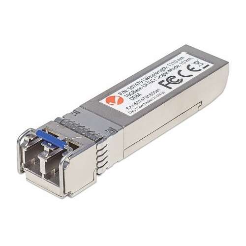 Intellinet 507479 MiniGBIC/SFP+ 10GbE optischer Stecker LC Duplex, silber, 10GBase-LR Singlemode, 10 km