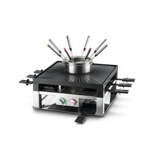 Електрически грил Solis SO129 с комплект за фондю, Многофункционален настолен грил за фондю, печене на скара и раклет - Барбекю на маса