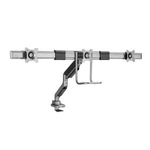 Equip 650162 Triple Monitor Desk Mount, 17-32 inch LCD TV/Monitor Desk Stand, Gray - Equip