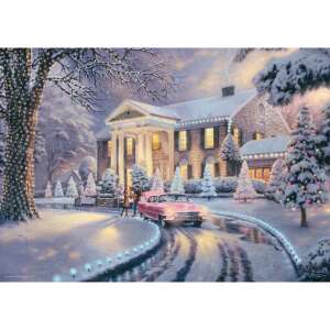Schmidt Spiele Thomas Kinkade Studios Gracelandi Weihnachten 1000-teiliges Puzzle, 1000-teiliges Puzzle, Winterlandschaft von Graceland mit einem rosafarbenen Auto - Puzzle & Rätsel